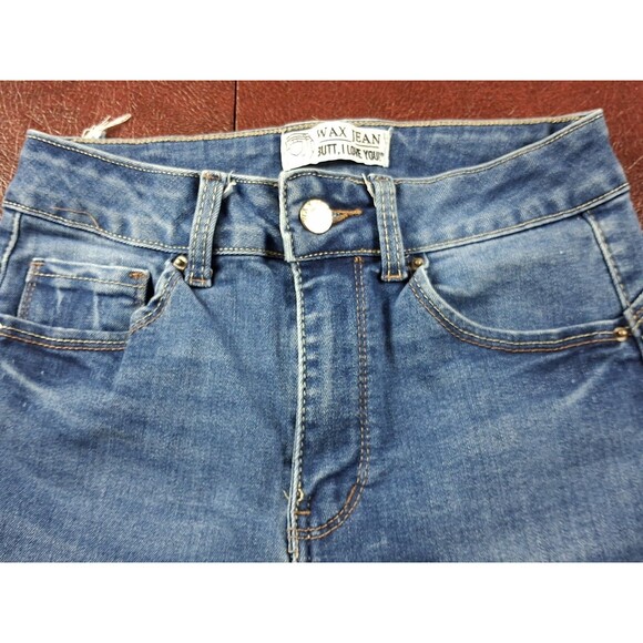 WAX JEANS "BUTT I LOVE YOU" 3/26 BLUE WOMENS JEANS DARK BLUE LIGHT WASH - Picture 3 of 15